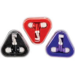 Colored Earbuds With Triangle Case - 12 per bag