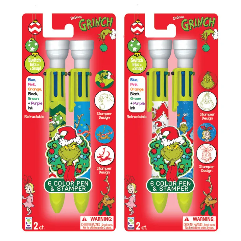 Dr. Seuss™ Grinch 6-Color Pens with Stamper - 12 count