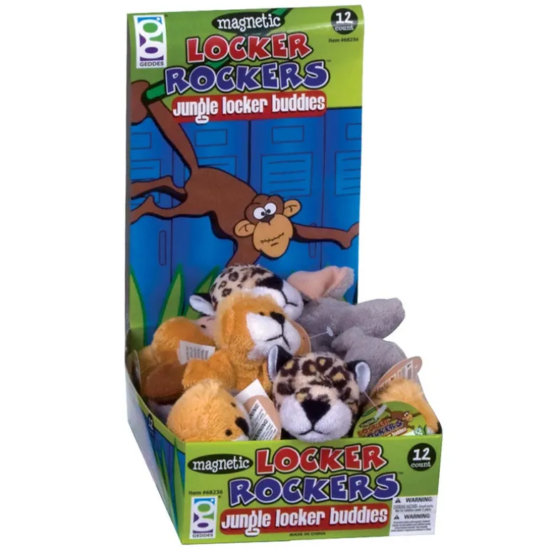 Jungle Locker Buddies Plush Magnets - 12 per tub