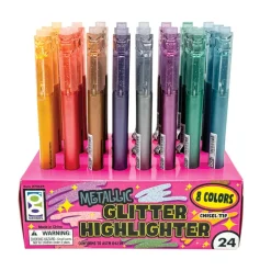 Metallic Glitter Highlighters - 24 per display