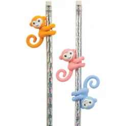 Monkey Eraser Pencil Topper - 24 per bag