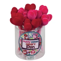 Puffy Velvet Heart Pens - 24 per tub
