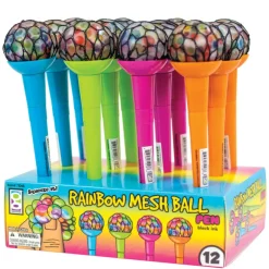Rainbow Mesh Ball Pens - 12 per display
