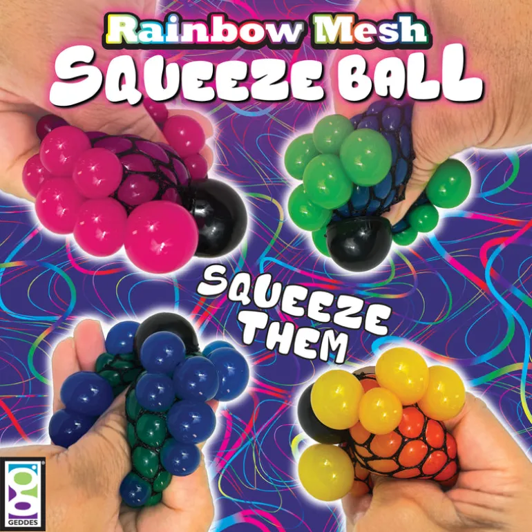 Rainbow Mesh Squeeze Balls - 24 per display