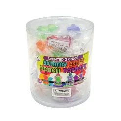 Scented 2-Color Gummy Bear Pencil Toppers - 24 per tub