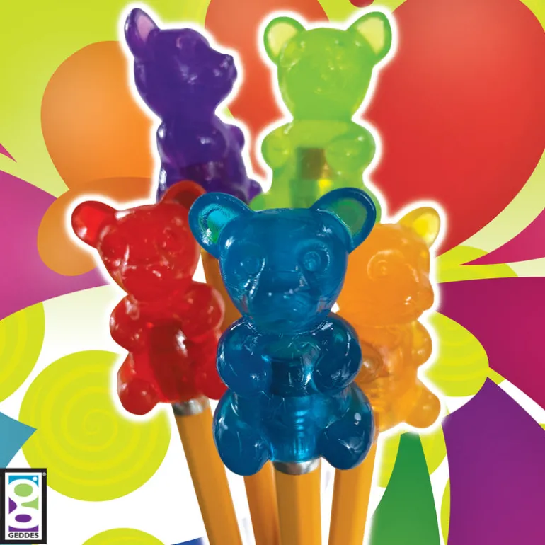 Scented Gummy Bear Pencil Toppers - 24 per tub