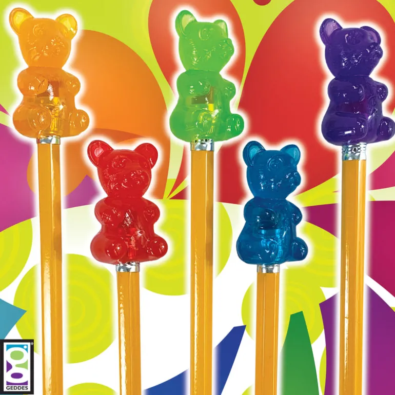 Scented Gummy Bear Pencil Toppers - 24 per tub