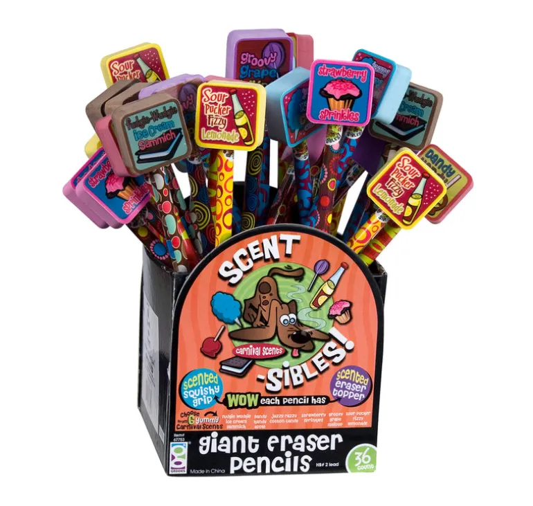 Scent-Sibles Pencils With Giant Erasers - 36 per display