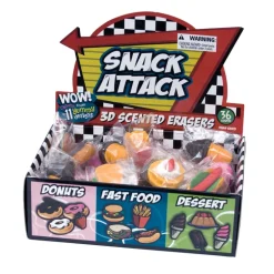 Snack Attack 3D Scented Eraser Display - 36 per display