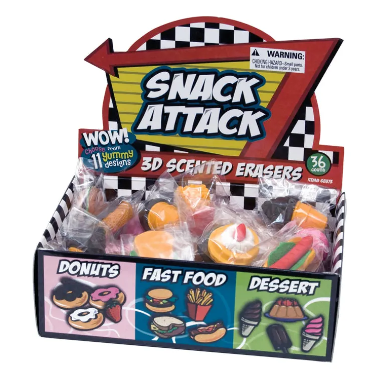 Snack Attack 3D Scented Eraser Display - 36 per display