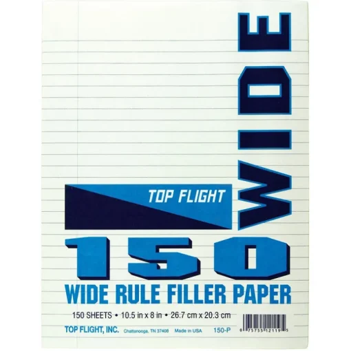 8 x 10.5 Looseleaf Paper Pack - Wide Rule - 150 sheets per pack